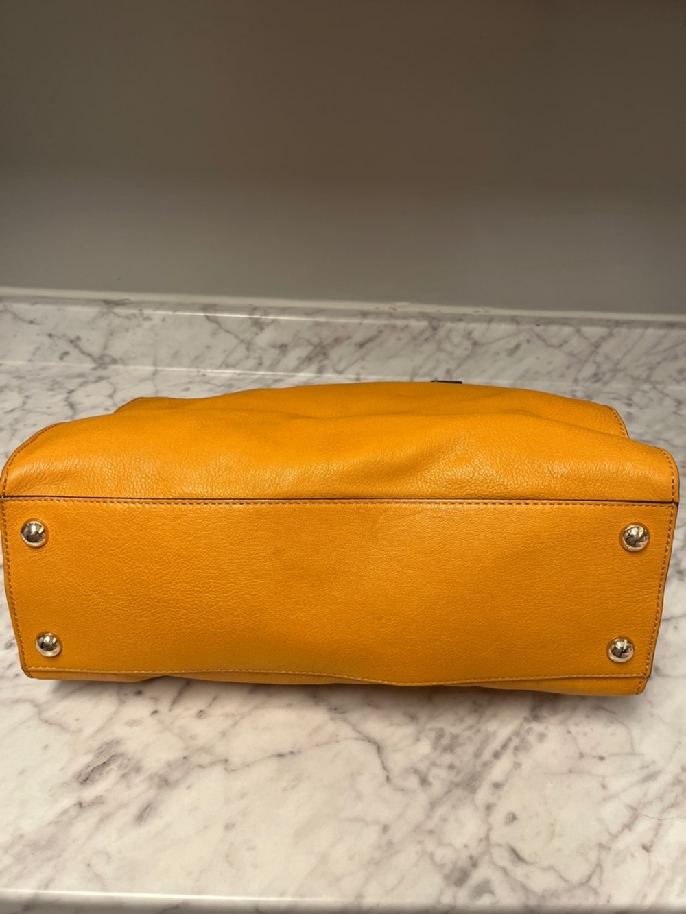 Michael Kors Mustard Yellow Pebbled Leather Tote with Gold Hardware - Picture 4 of 5